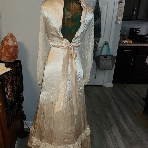 Vintage Gunne Sax Satin Gown (70's) WT - Picture 3 of 11
